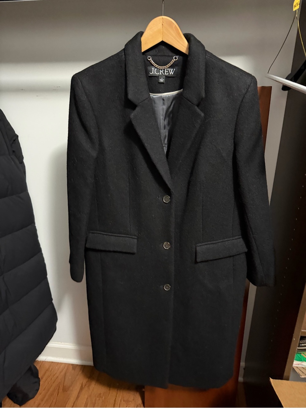 J. Crew Palais Topcoat in Black - Italian Wool Blend Melton size 8